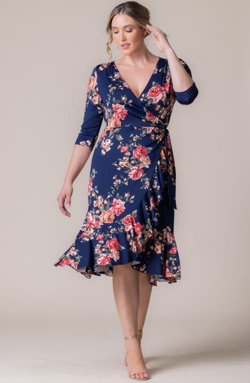 Shop Kiyonna Flirty Flounce Wrap Dress In Coming Up Roses