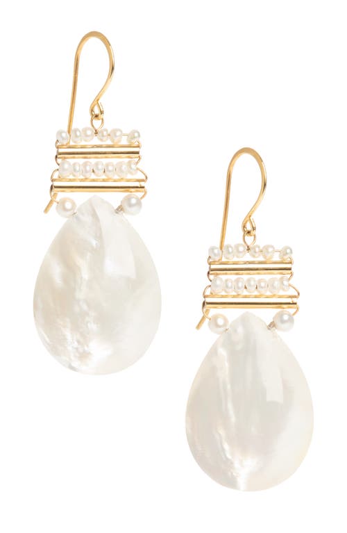 Freya Rose Pearl And Mother Of Pearl Pear Drops In Gold