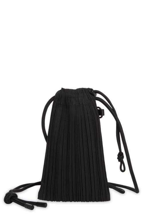 Mini Pleated Pouch Crossbody Bag in Black