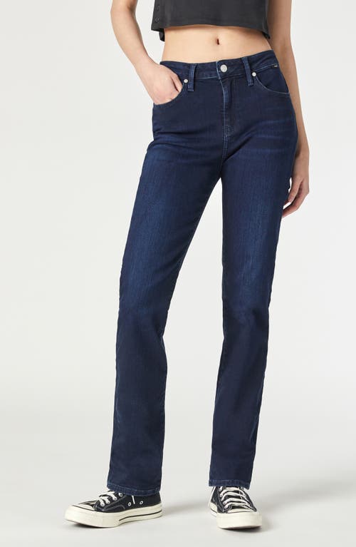 Kendra High Waist Straight Leg Jeans in Ink Blue Feather Blue