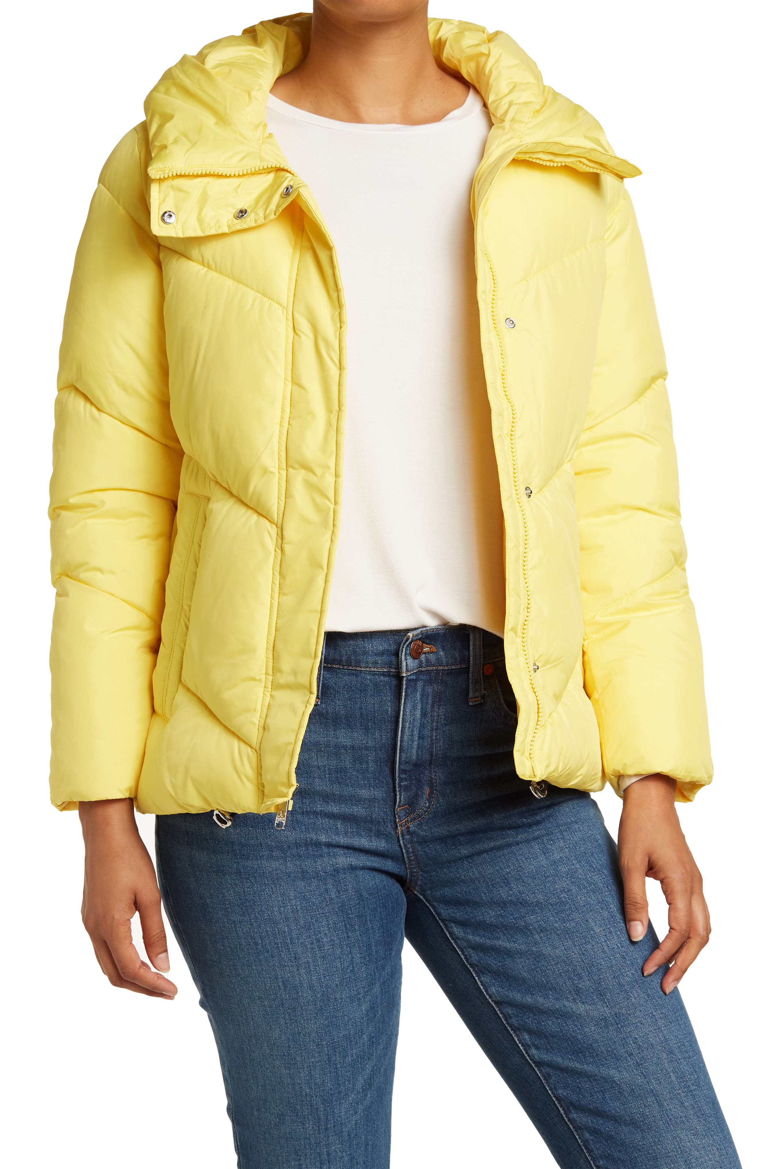 mustard puffer jacket women's