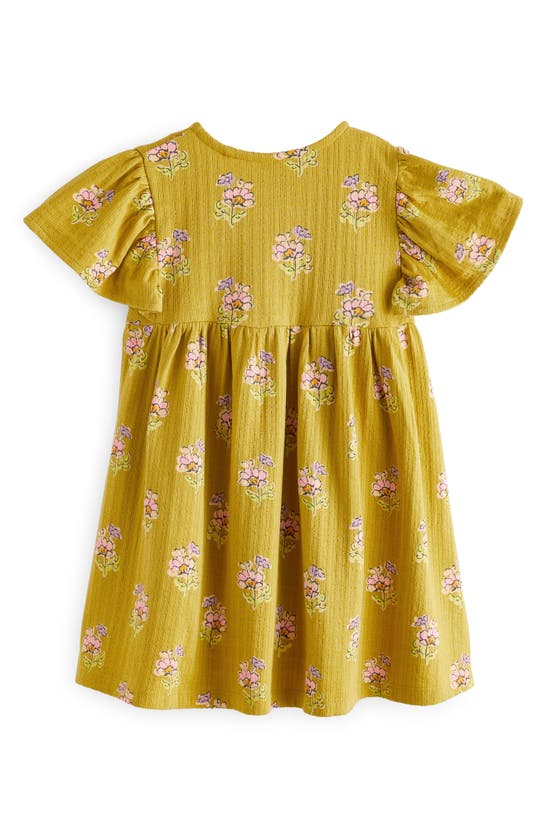 Shop Next Kids' Faux Wrap Cotton Jersey Dress In Mustard
