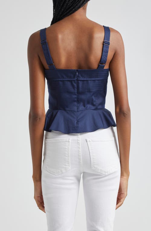 Shop Veronica Beard Carnegie Cotton Blend Peplum Top In Marine