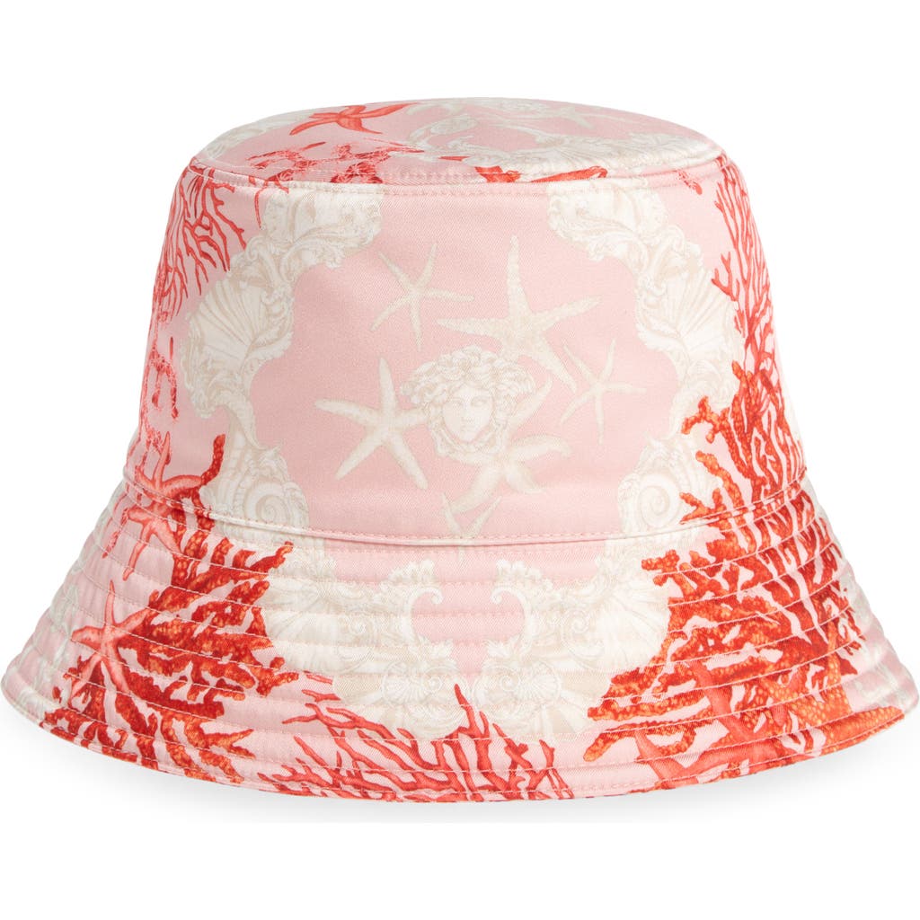 Versace Barocco Starfish Bucket Hat In Dusty Rose Coral Bone