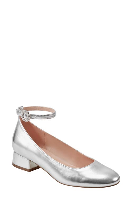 Lexy Ankle Strap Pump in Silver