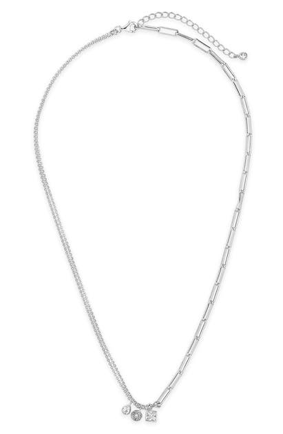 STERLING FOREVER CUBIC ZIRCONIA CHARM LINK NECKLACE