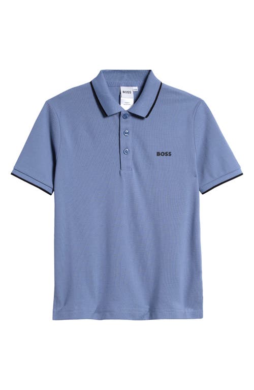 Shop Bosswear Boss Kidswear Kids' Tipped Cotton Piqué Polo In Medium Grey