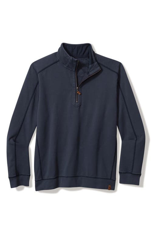 Tommy Bahama French Terry Half Zip Pullover In Ocean Deep