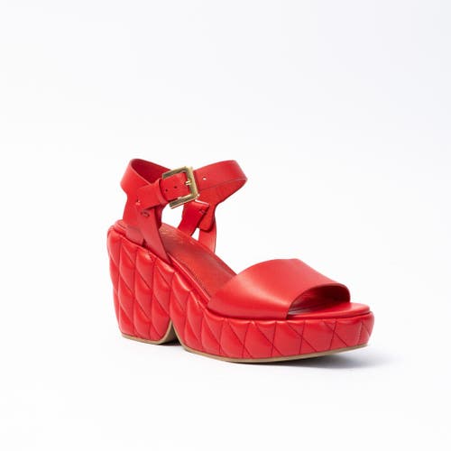 Shop Cecelia New York Betty Quiletd Platform Wedge Sandal In Red