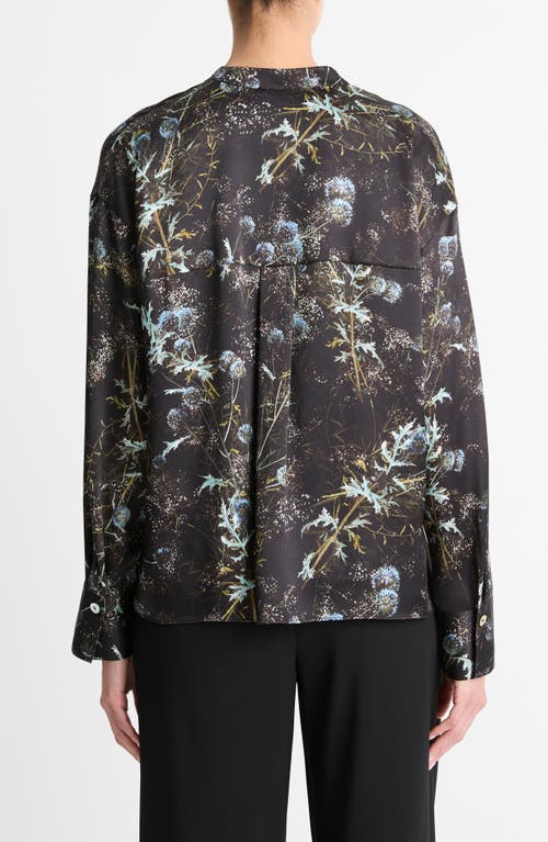 Shop Vince Thistle Silk Button-up Shirt In Aqua Shadow