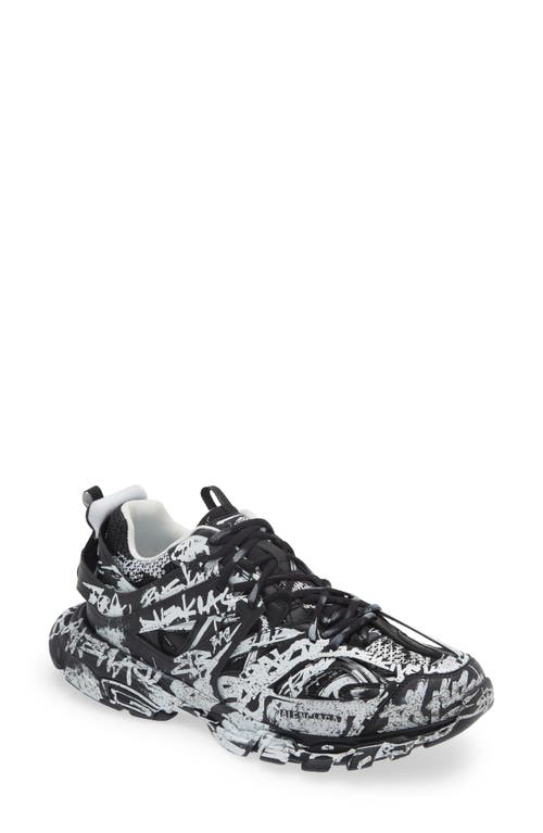 Shop Balenciaga Track Graffiti Sneaker In Black/white