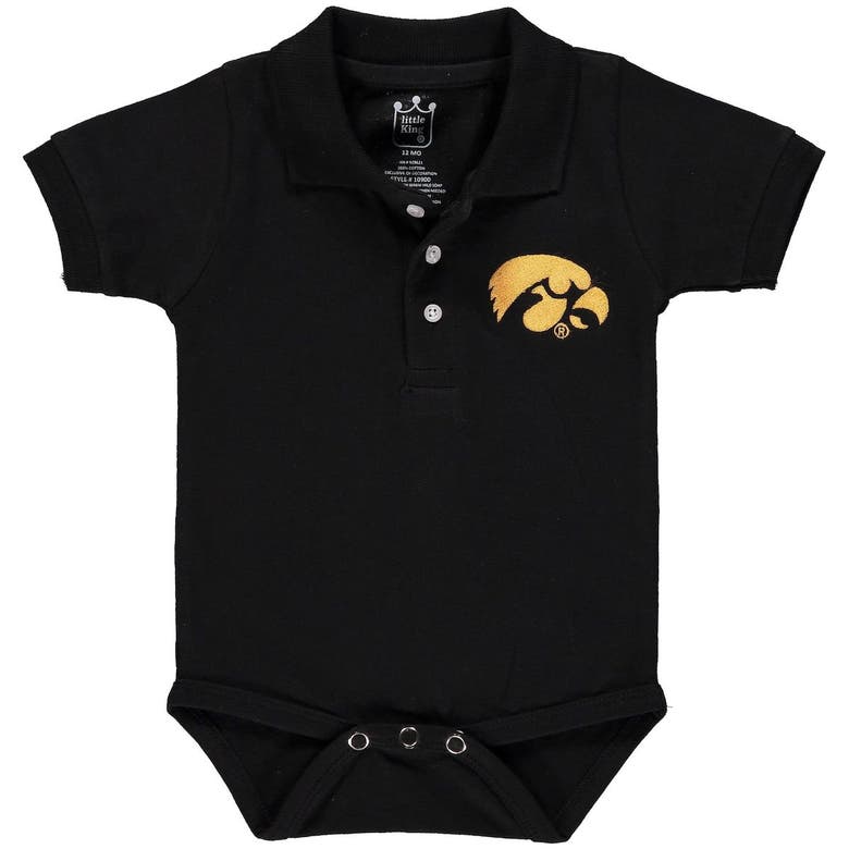 Little King Babies' Infant Black Iowa Hawkeyes Polo Bodysuit