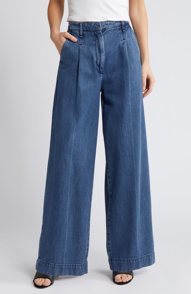 rag & bone Featherweight Abigail Pleated Wide Leg Jeans | Nordstrom