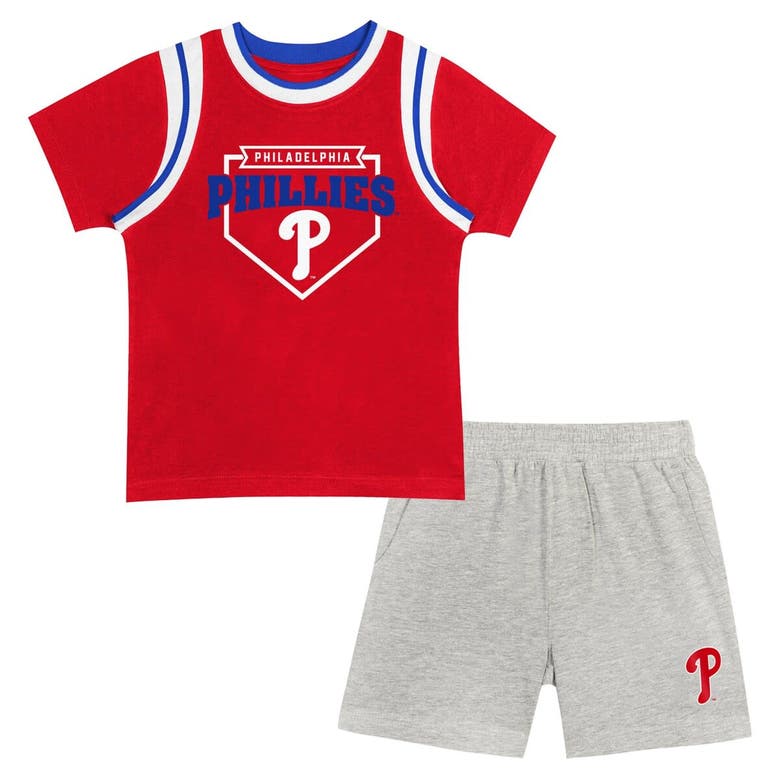 Outerstuff Kids' Preschool Fanatics Branded Philadelphia Phillies Loaded Base T-shirt & Shorts Set In Red