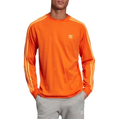 Adidas Originals 3-Stripes Long Sleve T-Shirt, Orange
