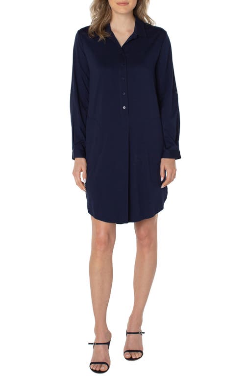 Liverpool Los Angeles Long Sleeve Popover Shirtdress in Cosmic Navy