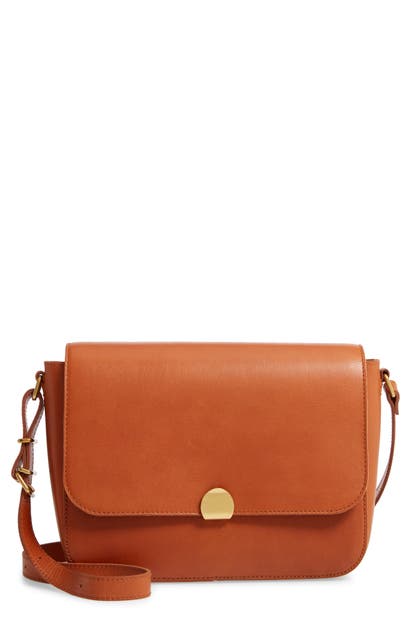 Madewell The Abroad Leather Shoulder Bag In Dark Toffee