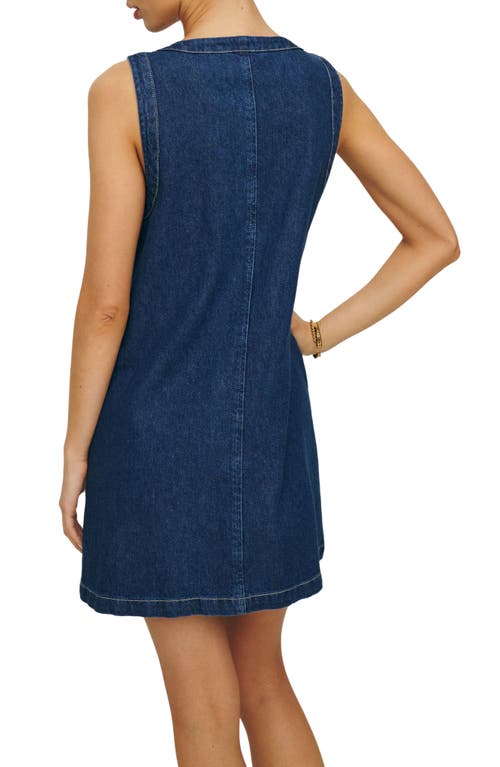 REFORMATION REFORMATION TROPEZ SLEEVELESS DENIM MINIDRESS