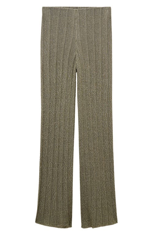 Shop Mango High Waist Flare Pants In Khaki Green