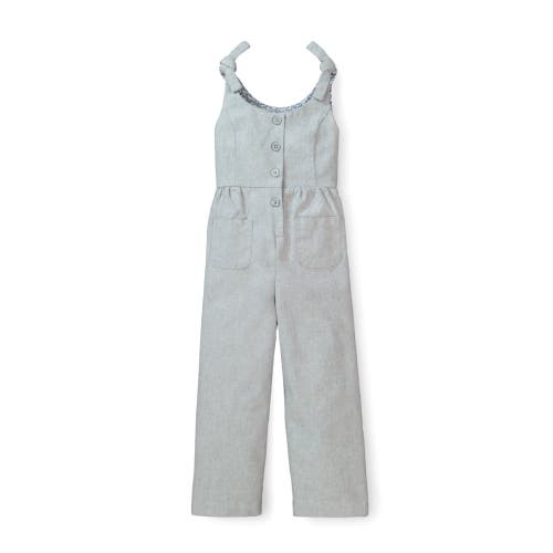 Shop Hope & Henry Girls' Knot Tie Button Front Jumpsuit, Toddler In Gray Tweed