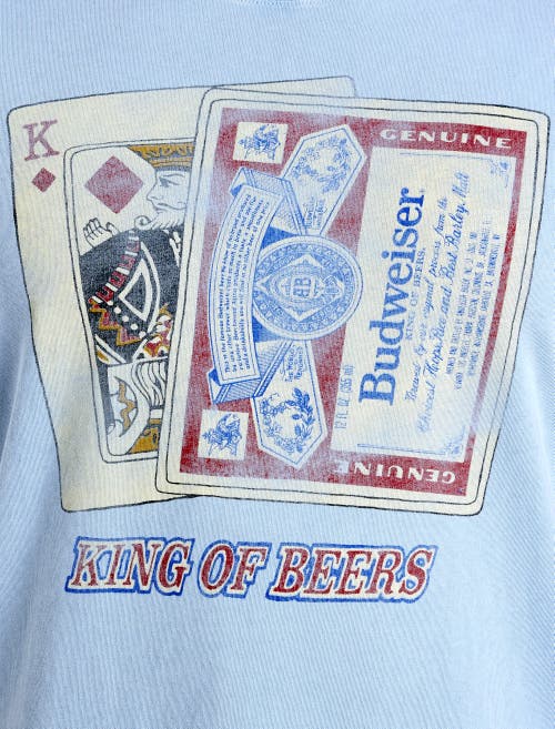 Lucky Brand Jeans King Of Beers Graphic Tee In Blue Fog