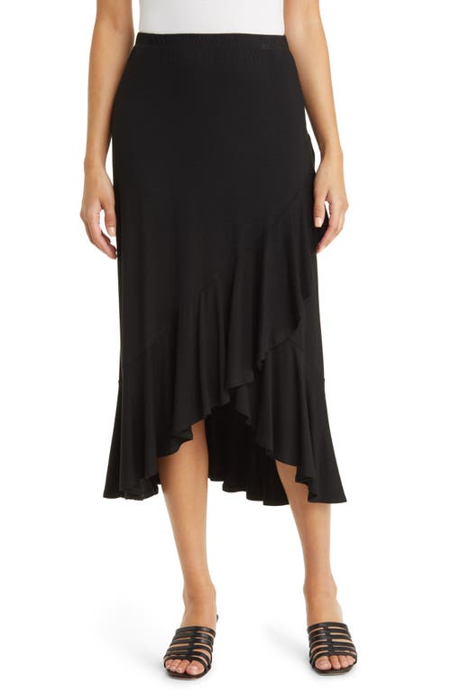 Loveappella Flounce Midi Skirt in Black at Nordstrom, Size Medium
