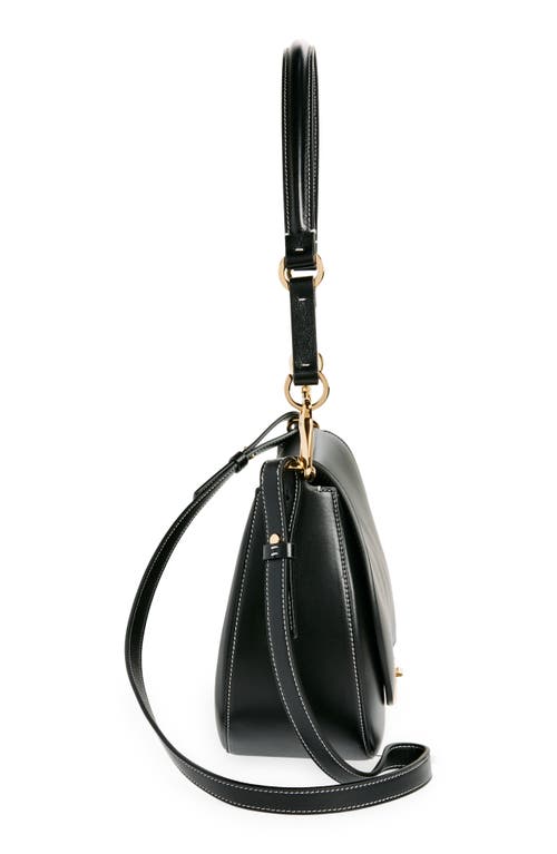 Shop Valentino Garavani Small Vlogo Leather Saddle Shoulder Bag In Nero