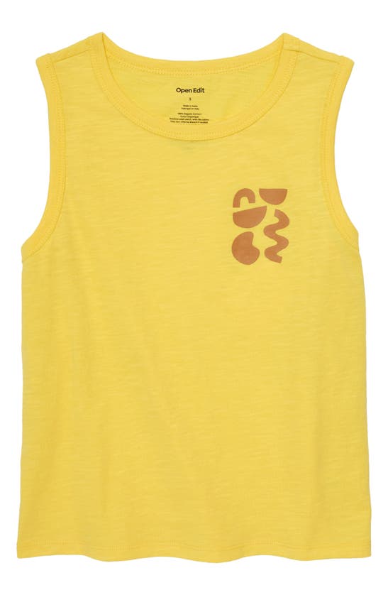 Open Edit Kids' Knit Muscle Tank In Yellow Aspen Modern Shapes