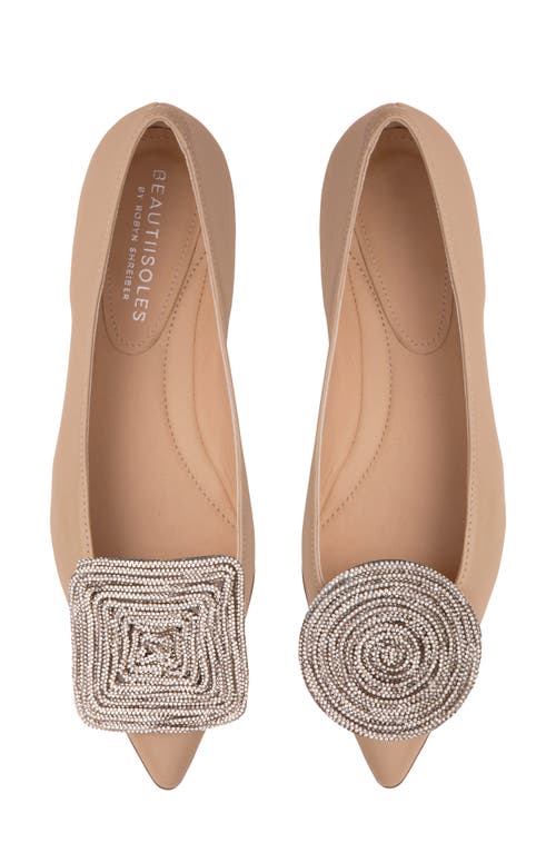Beautiisoles Bonnie Pointed Toe Ballet Flat In Beige