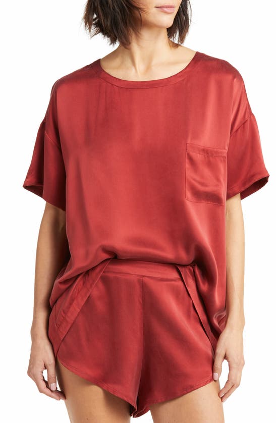 Lunya Washable Silk Short Pyjamas In Morana Crimson
