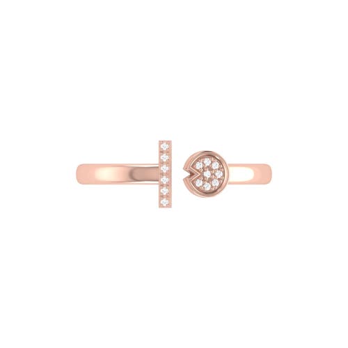 Shop Luvmyjewelry Pac Man Lane Sterling Silver Diamond Open Ring In 14kt Rose Gold Vermeil