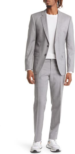 Three-piece slim-fit suit in virgin wool