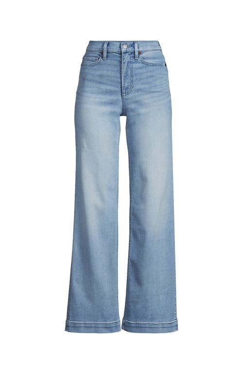 Shop Lands' End Recover High Rise Wide Leg Blue Jeans In Arctic Indigo