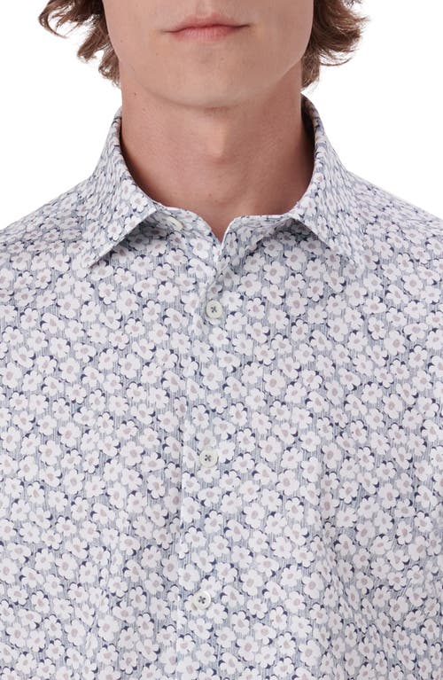 Shop Bugatchi Miles Ooohcotton® Floral Short Sleeve Button-up Shirt In Navy