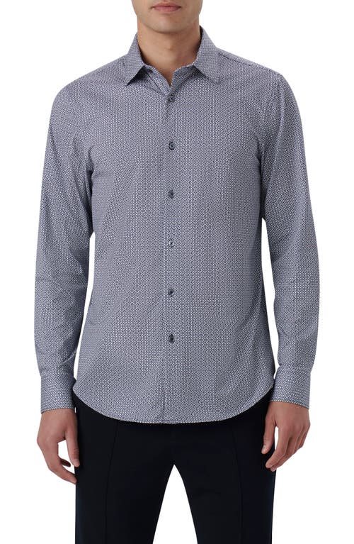 Bugatchi James OoohCotton Basketweave Print Button-Up Shirt Navy at Nordstrom,