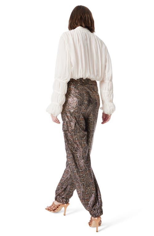 Dee Ocleppo Metallic Snakeskin Print Joggers In Black