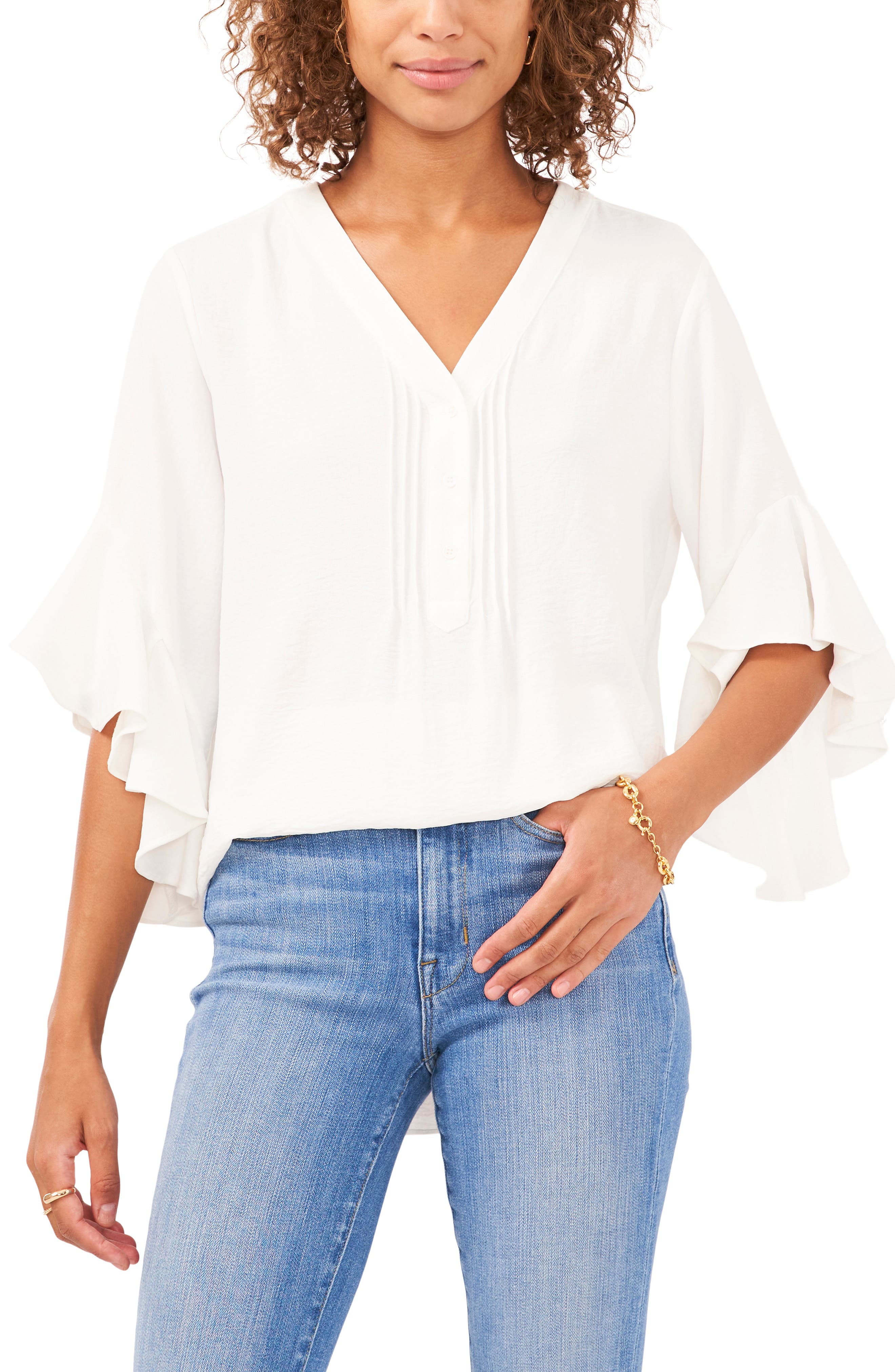 Women Brief Office Work Wear Lady O Neck Shirts Three Quarter Sleeve Casual Tops 2019 L, White 
