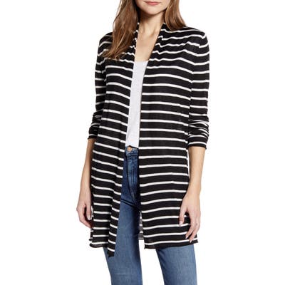 Ceny Long Open Front Cardigan, Black