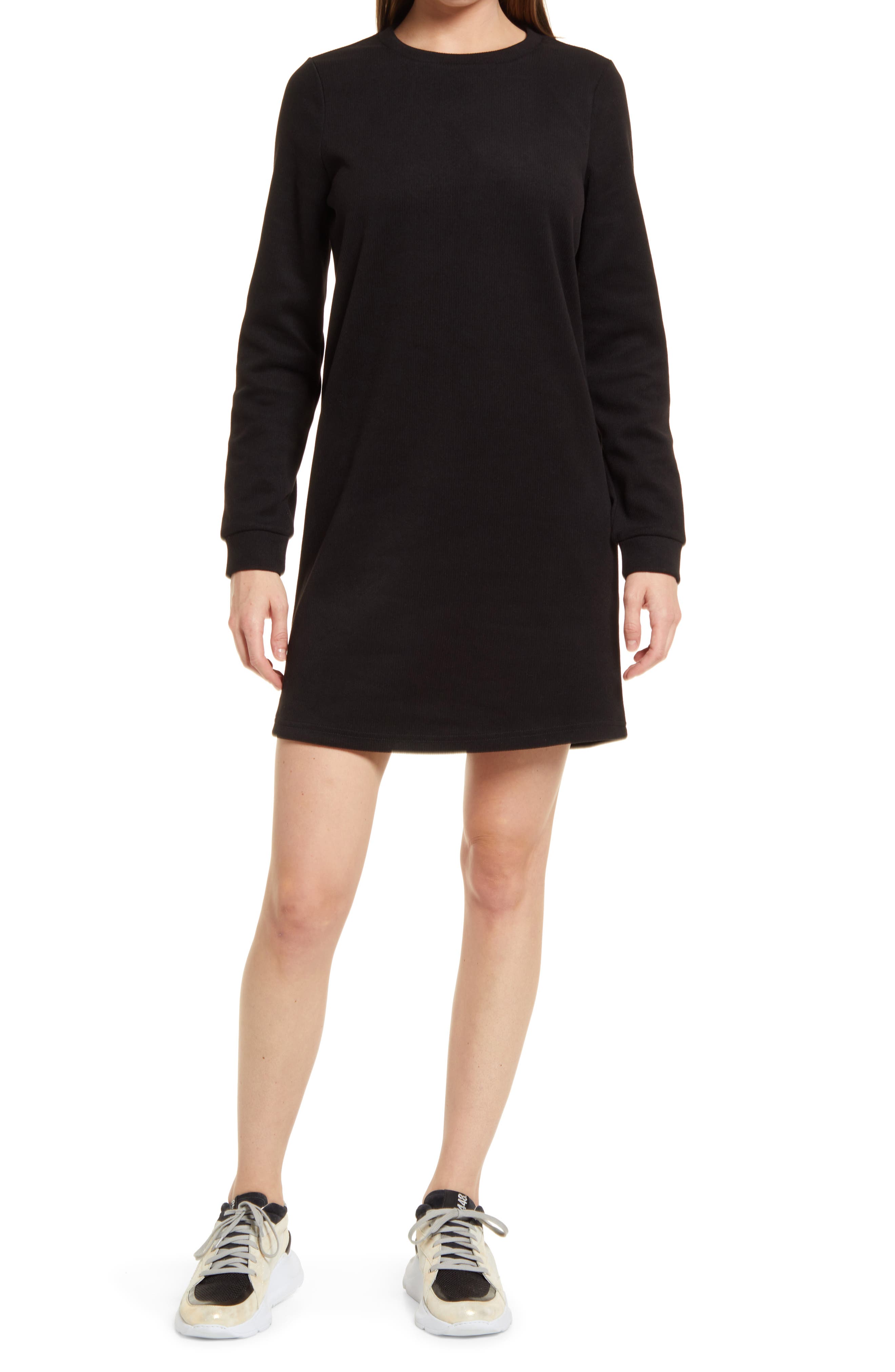 VERO Kammie Long Sleeve Sweatshirt Dress in Black | Smart Closet