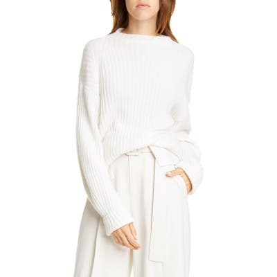 Vince Ribbed Mock Neck Wool & Cashmere Sweater, Ivory