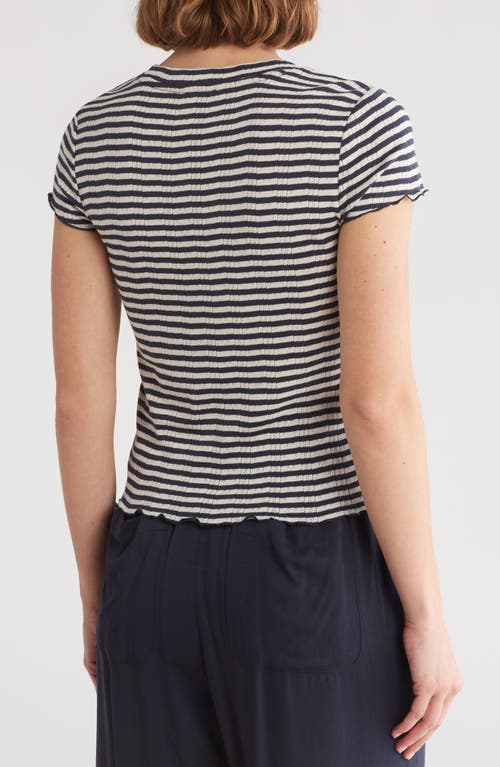 Shop Splendid Como Pointelle T-shirt In Navy/oat Stripe