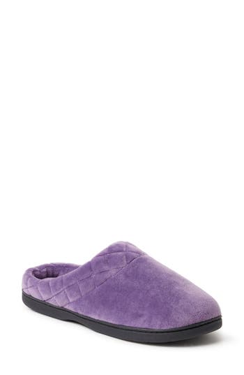 Dearfoams Darcy Quilted Cuff Velour Clog Slipper In Smokey Purple