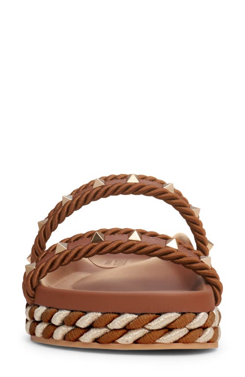 Shop Valentino Garavani Rockstud Platform Slide Sandal In Tobacco