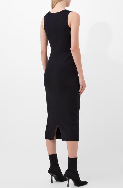 Shop French Connection Mozza Sleeveless Rib Midi Sweater Dress In Black