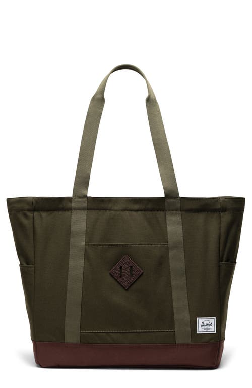 Herschel Supply Co . Heritage Recycled Twill Tote In Ivy Green/chicory Coffee