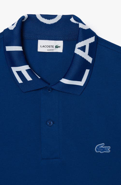 Shop Lacoste Semi Fancy Slim Fit Piqué Knit Polo In Globe