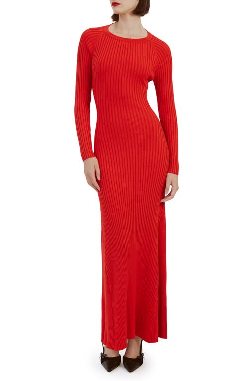 Bardot Amaro Long Sleeve Knit Dress In Fire Red