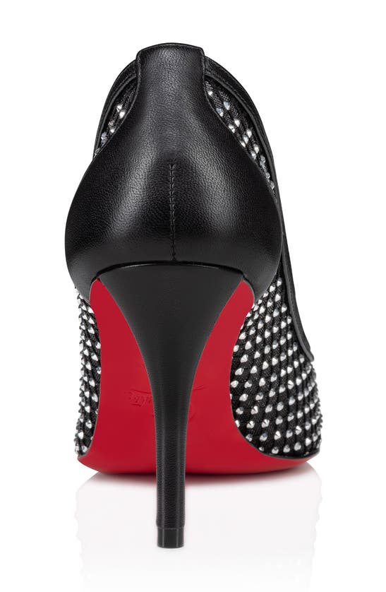 Shop Christian Louboutin Apostropha Crystal Embellished Pointed Toe Pump In Black/ Crystal