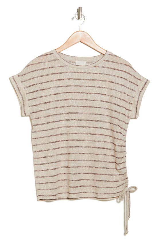Shop Caslon ® Drawstring T-shirt In Beige Oatmeal- Taupe Stripe