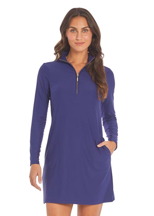 Shop Cabana Life 1/4 Zip Sport Dress In Navy